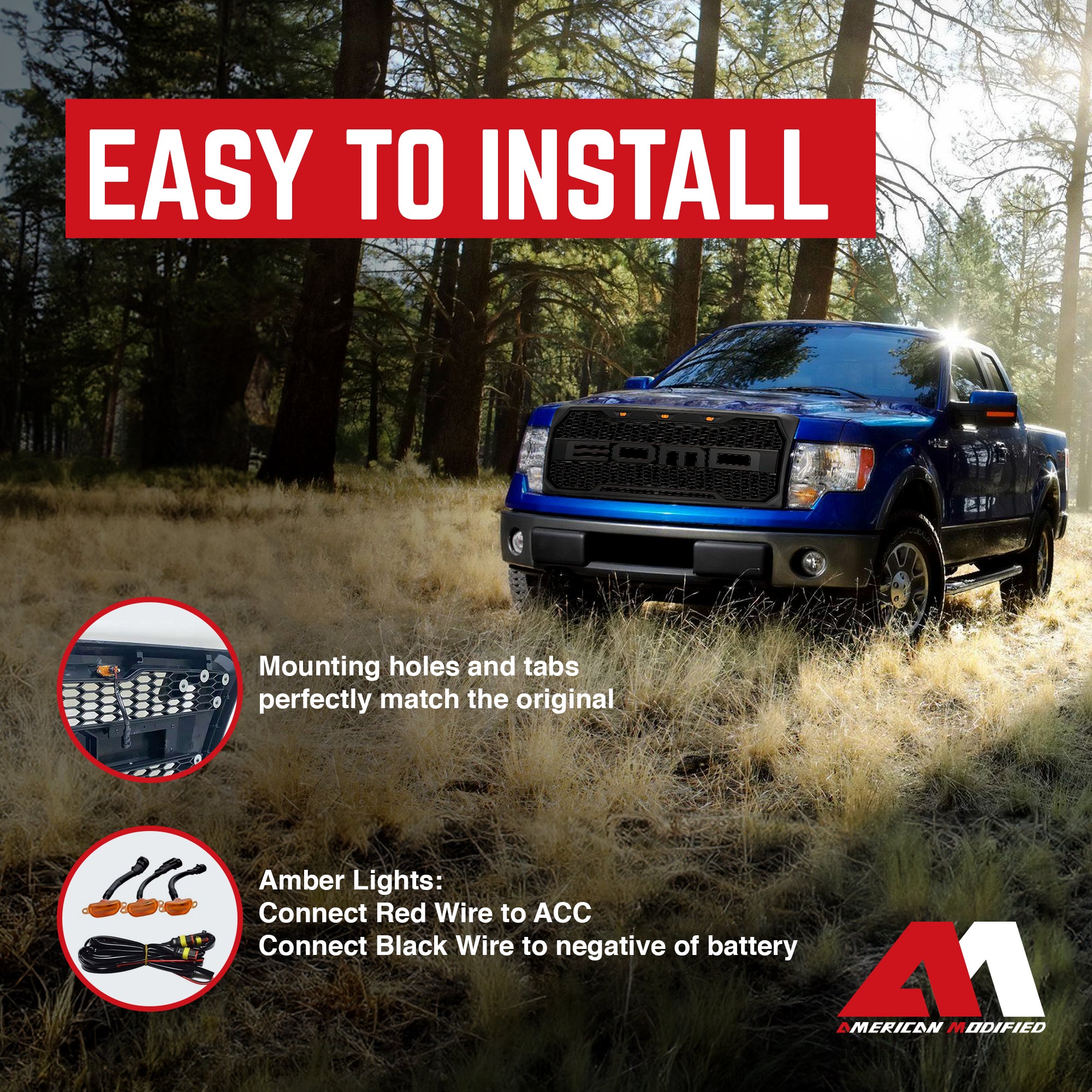 AMERICAN MODIFIED Raptor Grille w/LED Lights for 09-14 Ford F150(For Parts) - VMInnovations