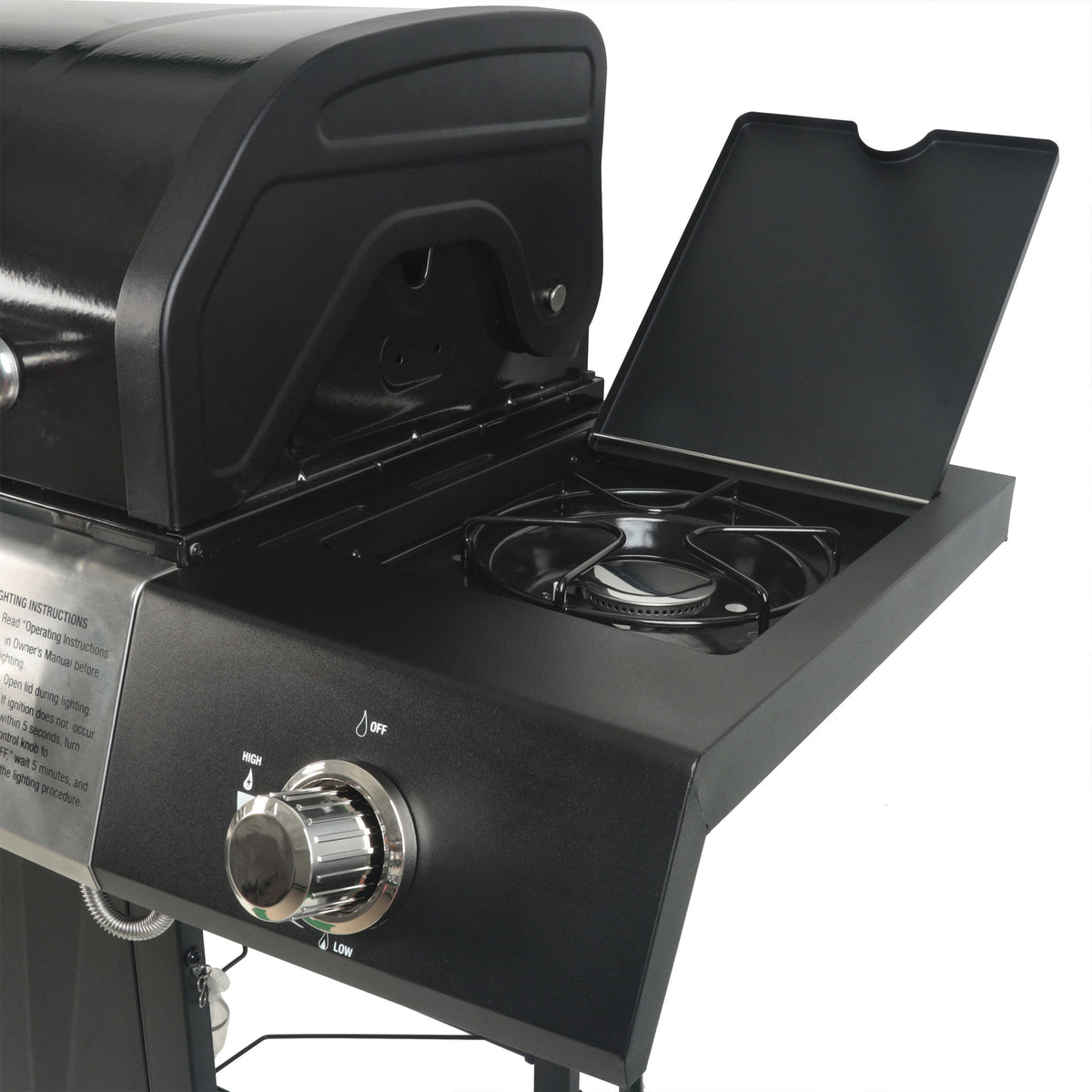 Grill Boss 4-Burner Gas Grill w/ Side Burner, Cover, Shelves, (Damaged)