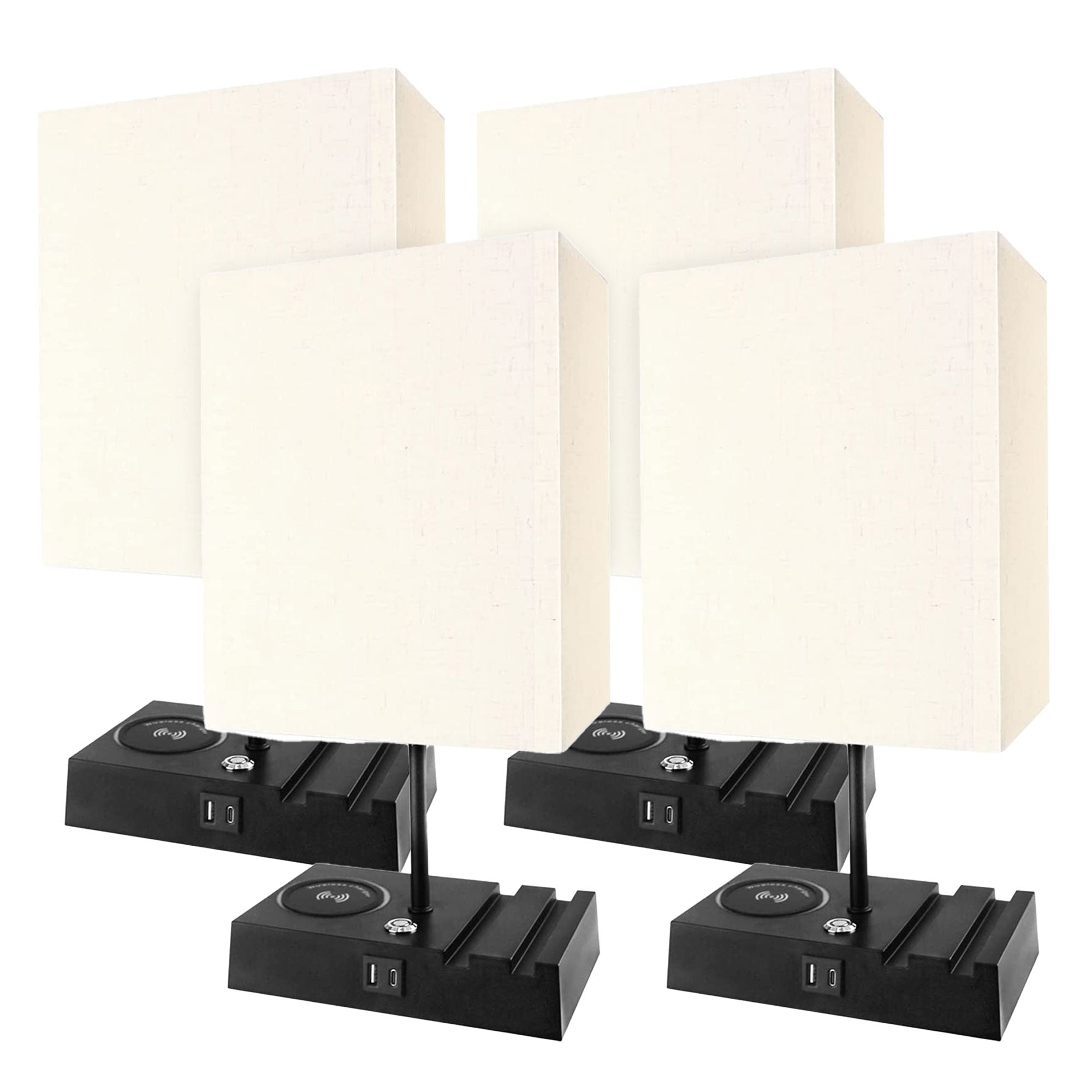 Banord 16 Inch LED Table Lamps with 3 Brightness Levels and USB Ports (4 Pack)