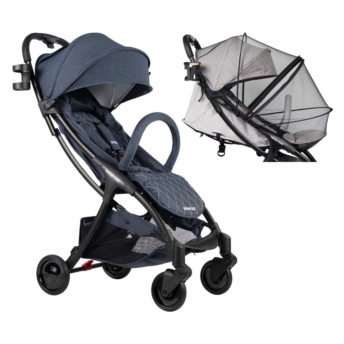 Beberoad Universal Mosquito Net, Black & Ultra Lightweight Stroller, Jeans Blue