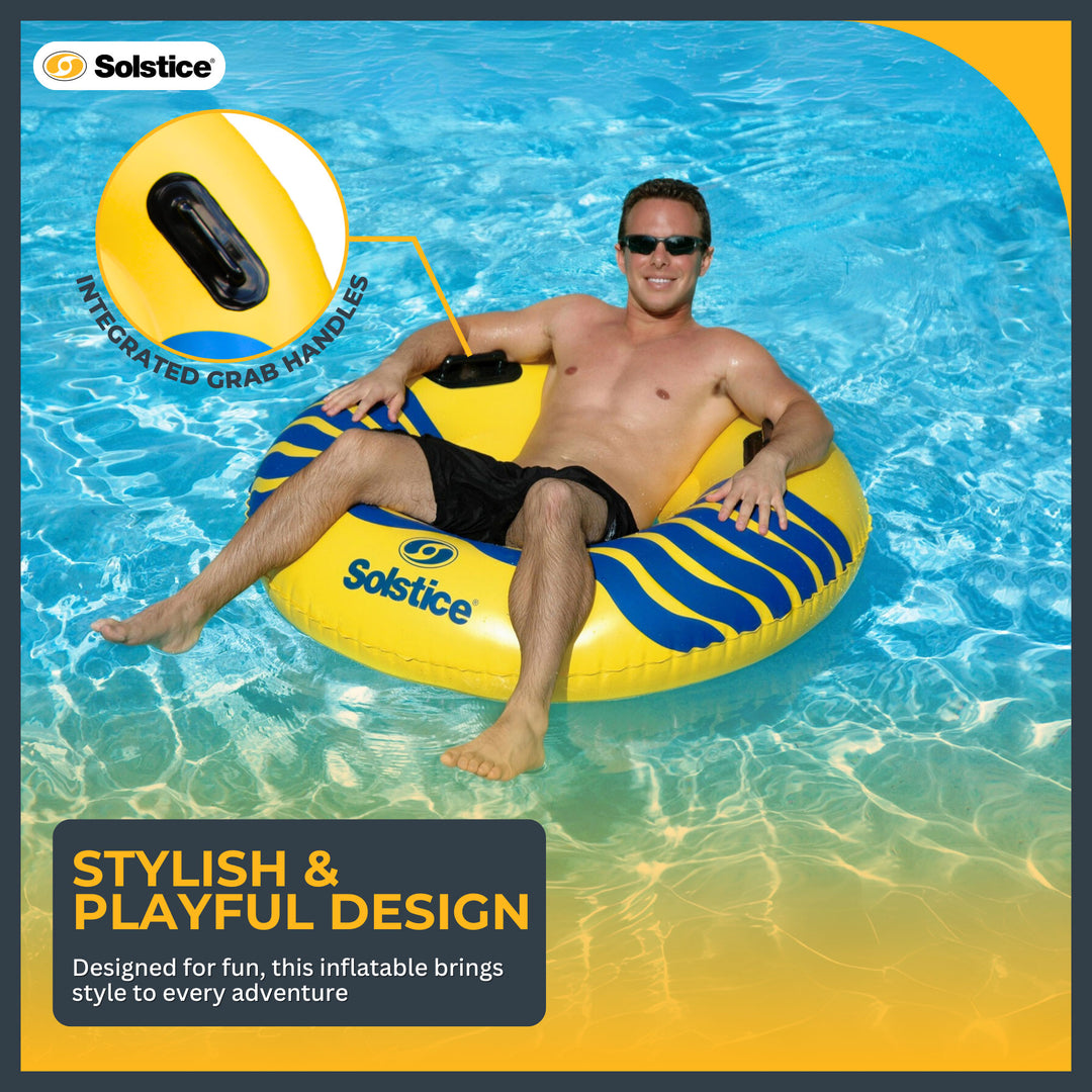 Swimline River Rough 48" Inflatable Pool Float Tube Water Raft w/Handles, Yellow - VMInnovations