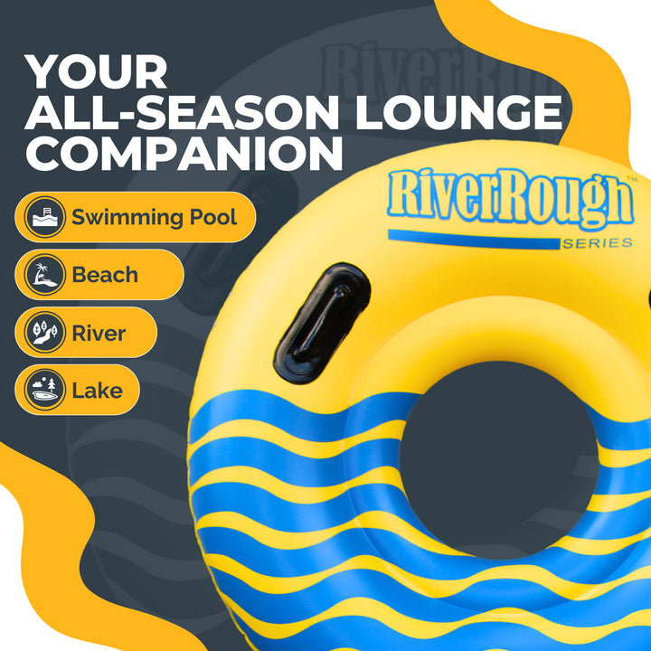 Swimline River Rough 48" Inflatable Pool Float Tube Water Raft w/Handles, Yellow - VMInnovations