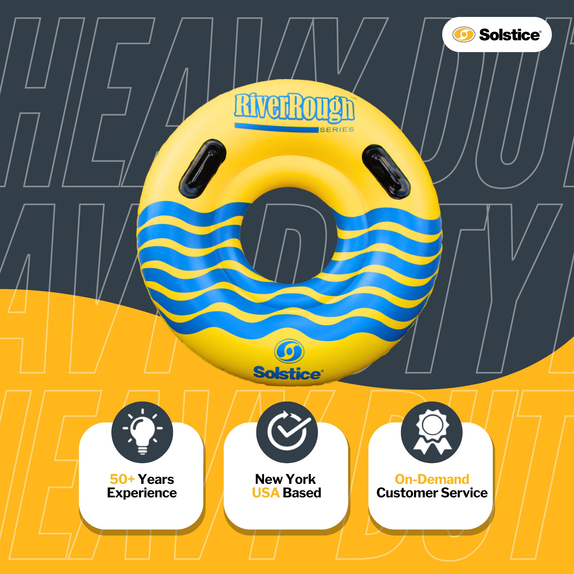 Swimline River Rough 48" Inflatable Pool Float Tube Water Raft w/Handles, Yellow - VMInnovations