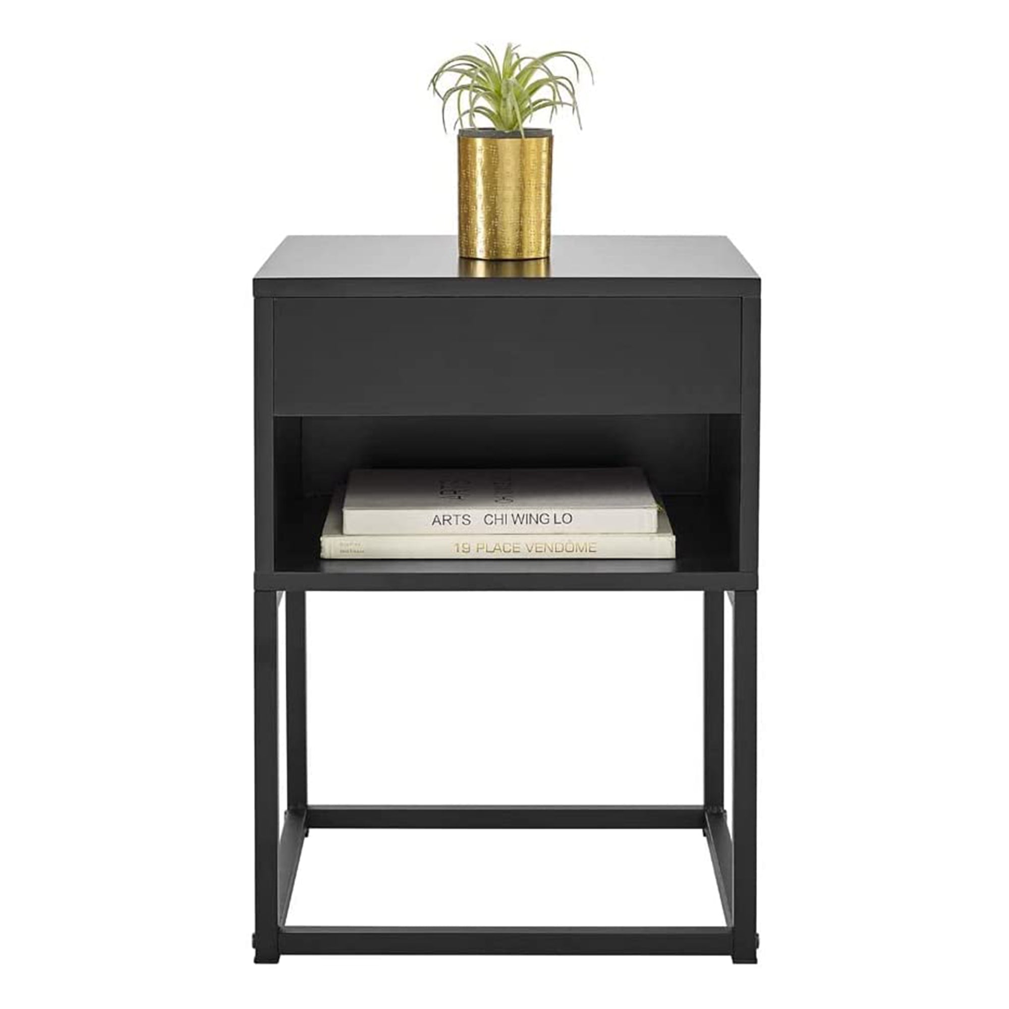 BIKAHOM 21In Tall Simple End Table Nightstand with Drawer and Shelf (For Parts) - VMInnovations