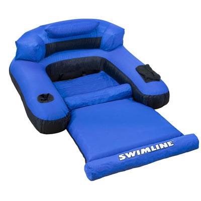 Swimline Swimming Pool Inflatable Nylon Vinyl Floating Loungers, Blue (2 Pack)