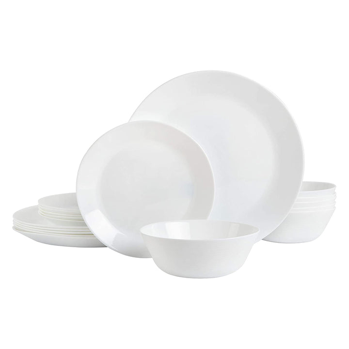Gibson Home Ultra Break and Chip Resistant 18 Piece Dinnerware Set, Opal Glass - VMInnovations