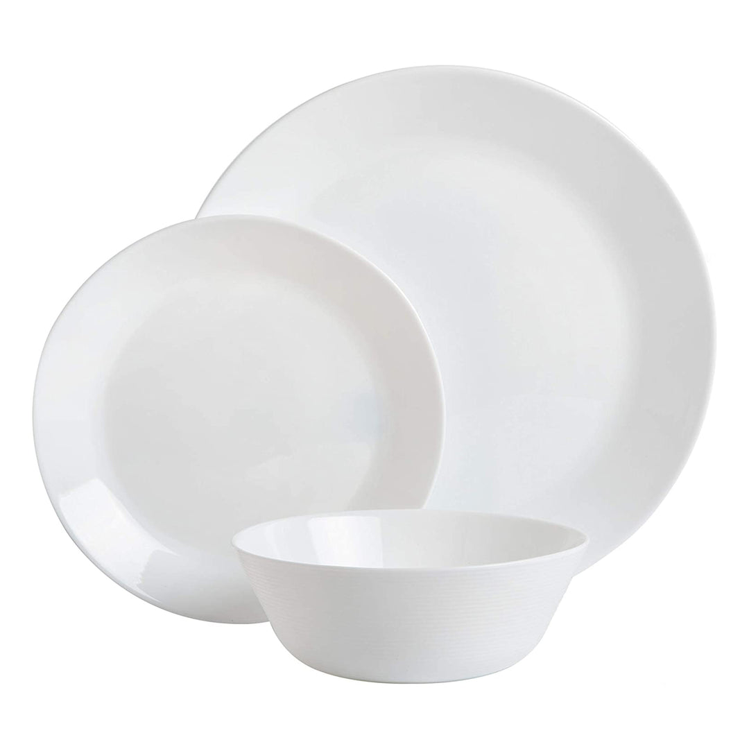 Gibson Home Ultra Break and Chip Resistant 18 Piece Dinnerware Set, Opal Glass - VMInnovations