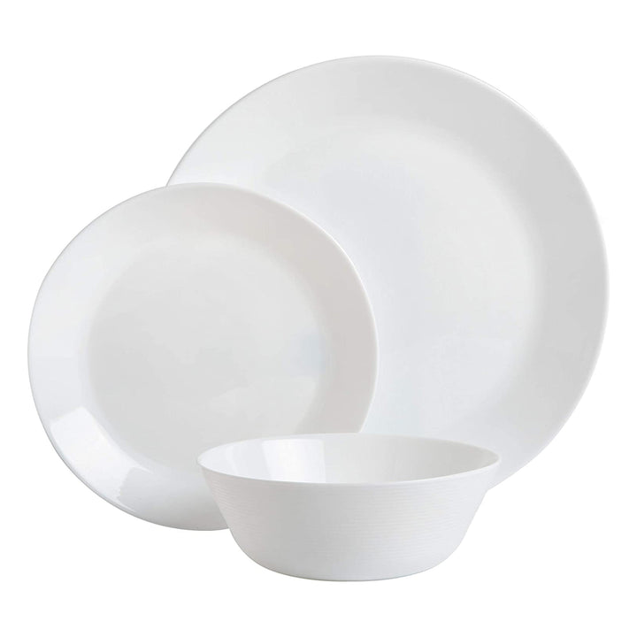Gibson Home Ultra Break and Chip Resistant 18 Piece Dinnerware Set, Opal Glass - VMInnovations