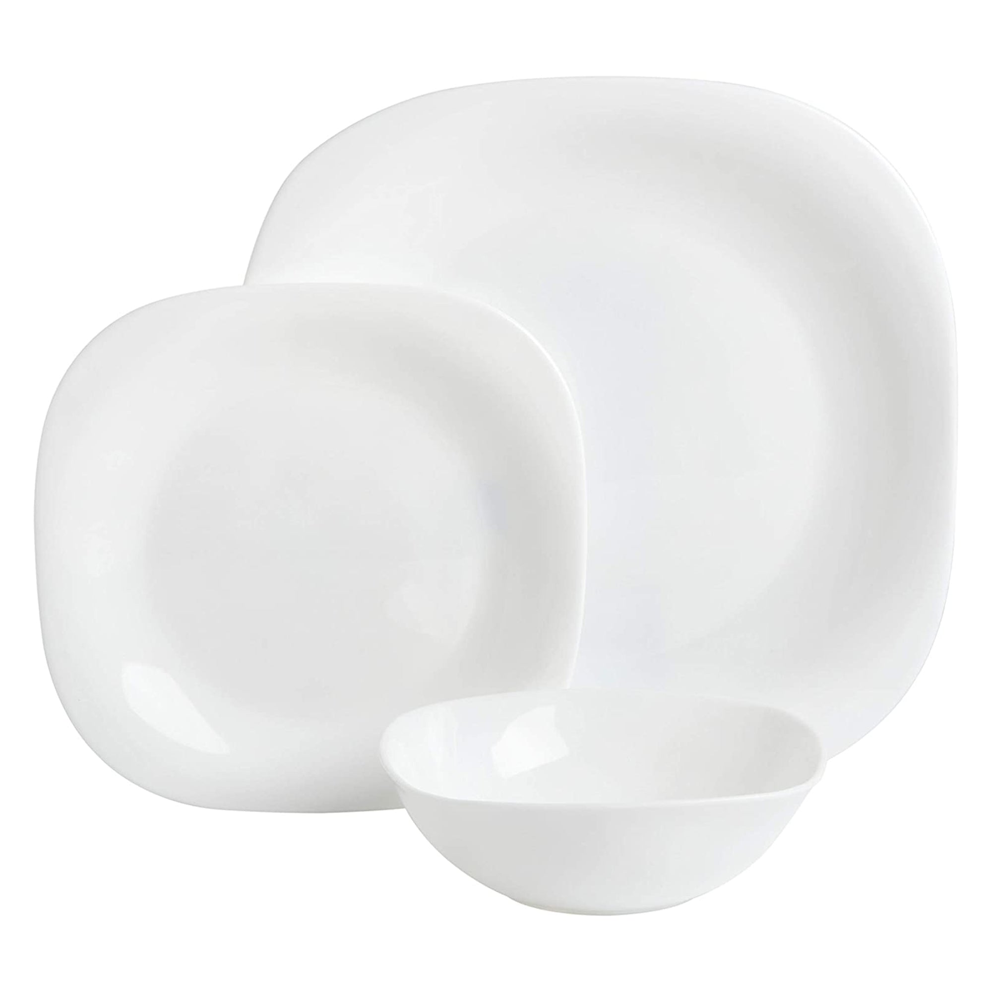 Gibson Home Break and Chip Resistant Square Dinnerware Set, Service for 6, Opal - VMInnovations
