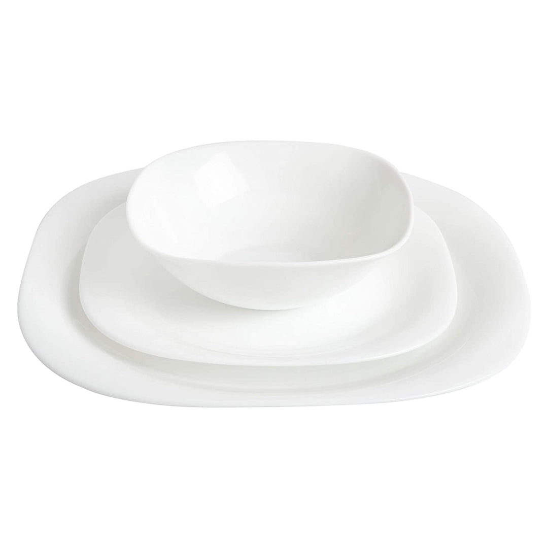 Gibson Home Break and Chip Resistant Square Dinnerware Set, Service for 6, Opal - VMInnovations