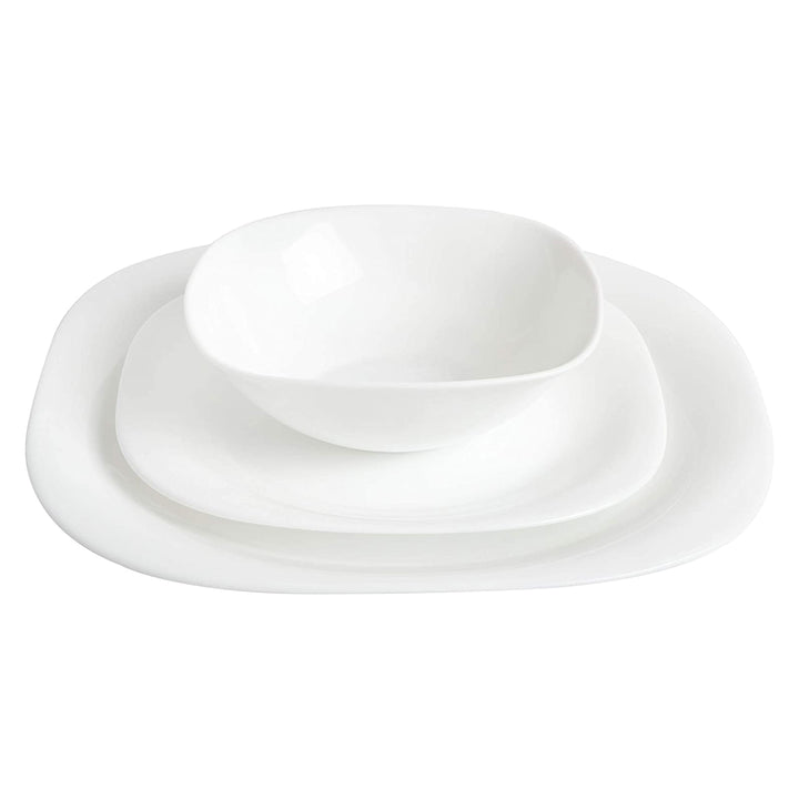 Gibson Home Break and Chip Resistant Square Dinnerware Set, Service for 6, Opal - VMInnovations