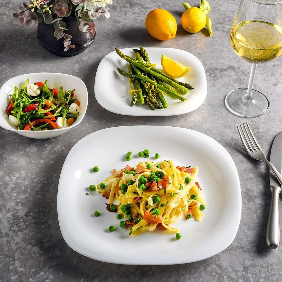 Gibson Home Break and Chip Resistant Square Dinnerware Set, Service for 6, Opal - VMInnovations