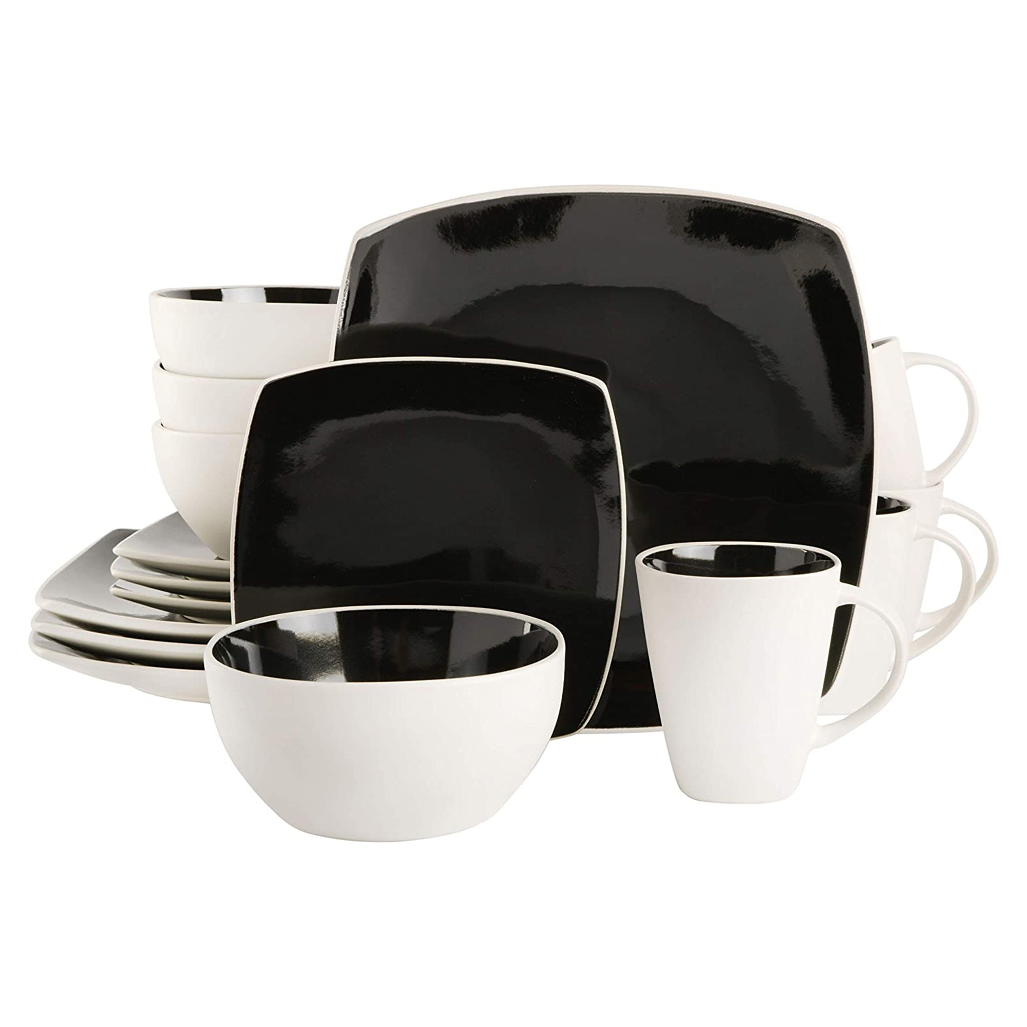 Soho Lounge Square Glazed Stoneware 16 Piece Dinnerware Set (Open Box) - VMInnovations