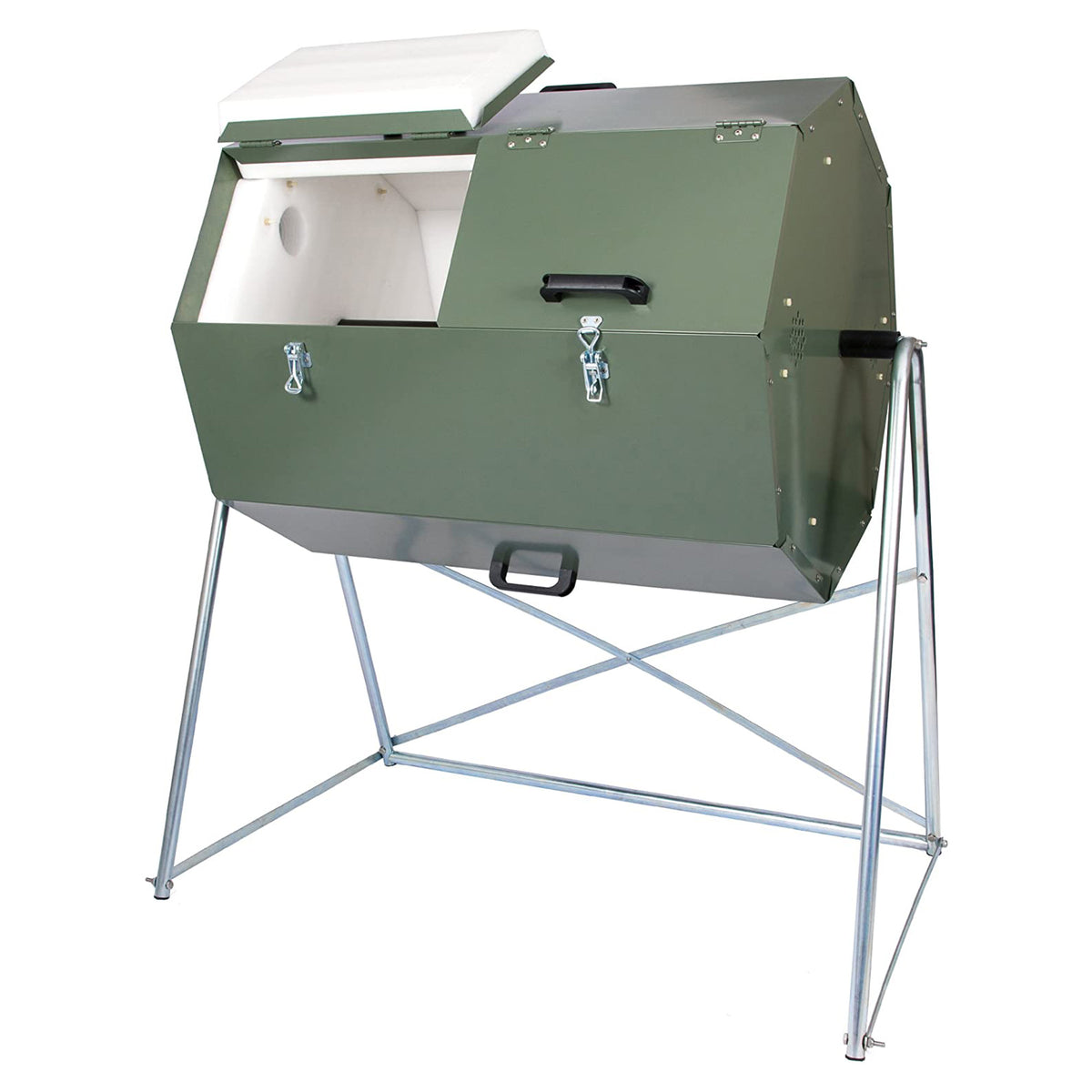Jora Composter JK270A 70 Gallon Outdoor Dual Chamber Steel Compost Tumbler Bin