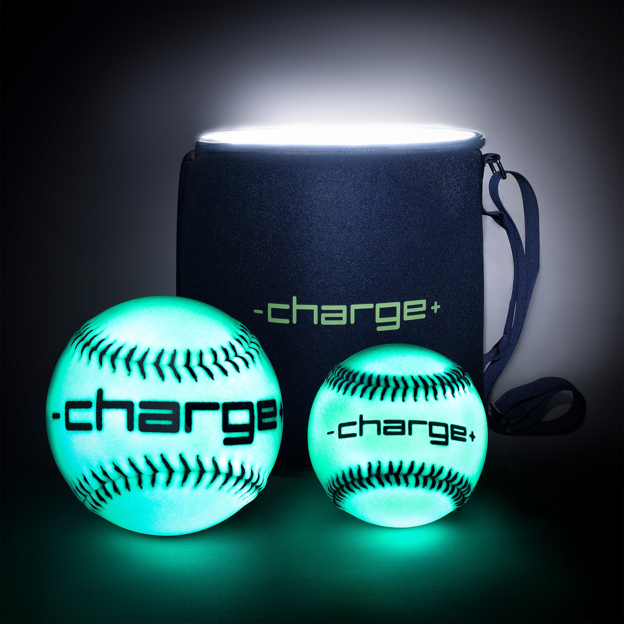 Chargeball Glow in the Dark Baseball PRO Kit with Bag & Premium 12 Inch Softball - VMInnovations