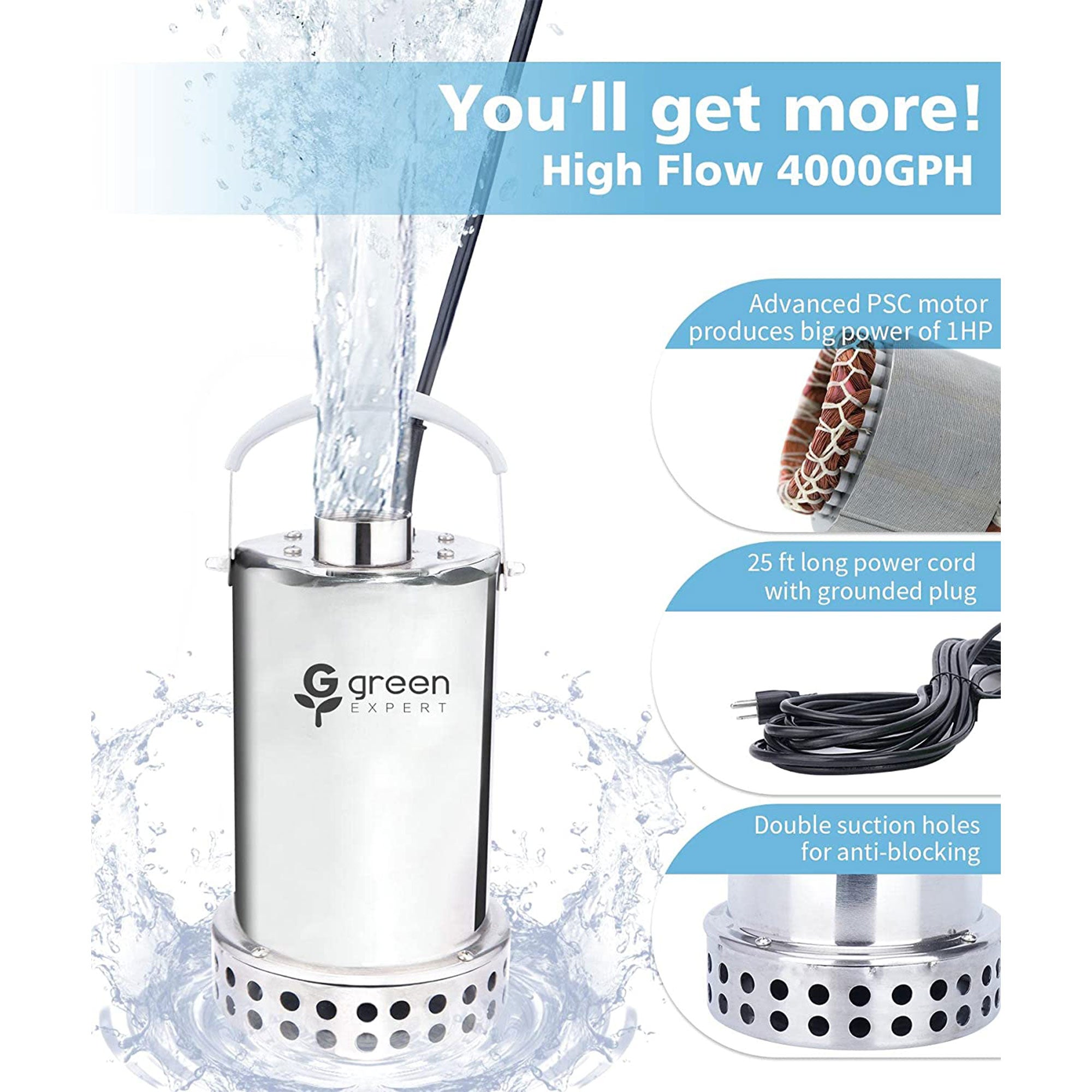Submersible Water Removal Sump Pump w/ 4000GPH Flow Rate (For Parts) - VMInnovations