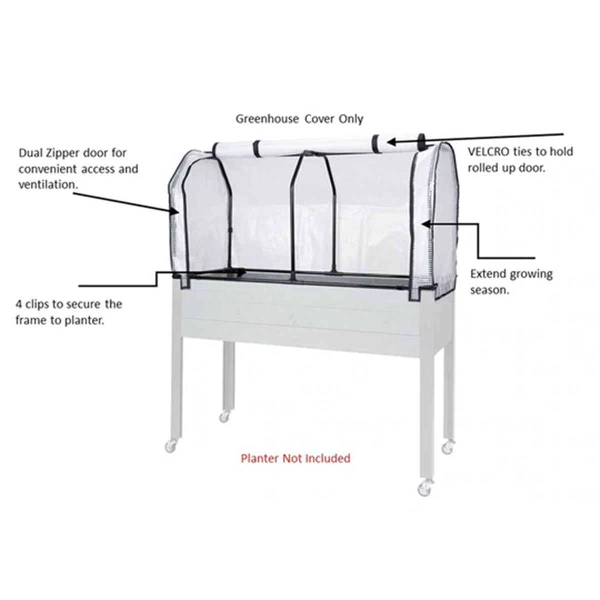 CedarCraft Greenhouse Cover, 47"L x 21"W x 24"H, for Elevated Planter Boxes