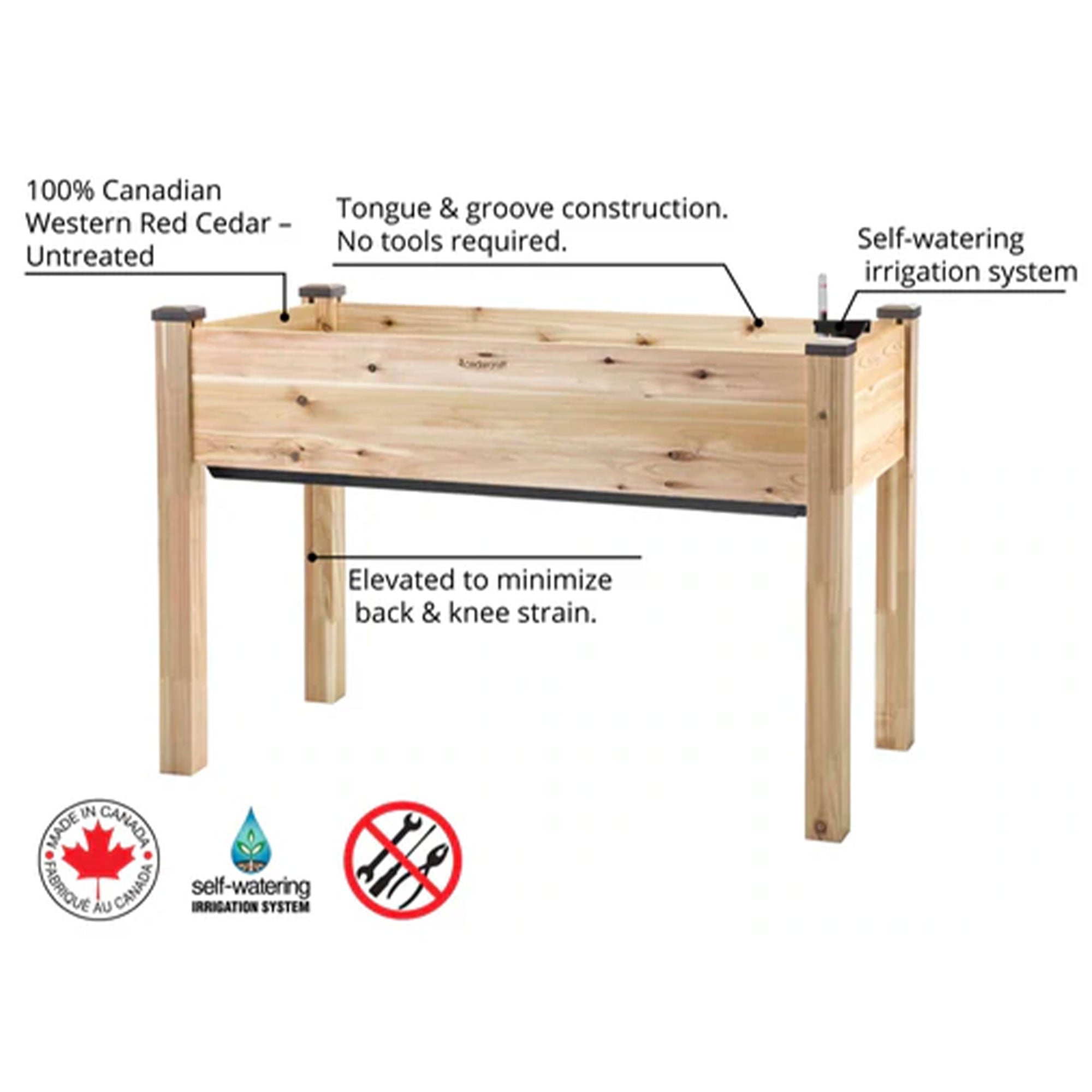 CedarCraft Self-Watering Elevated Cedar Garden Planter with Greenhouse Cover