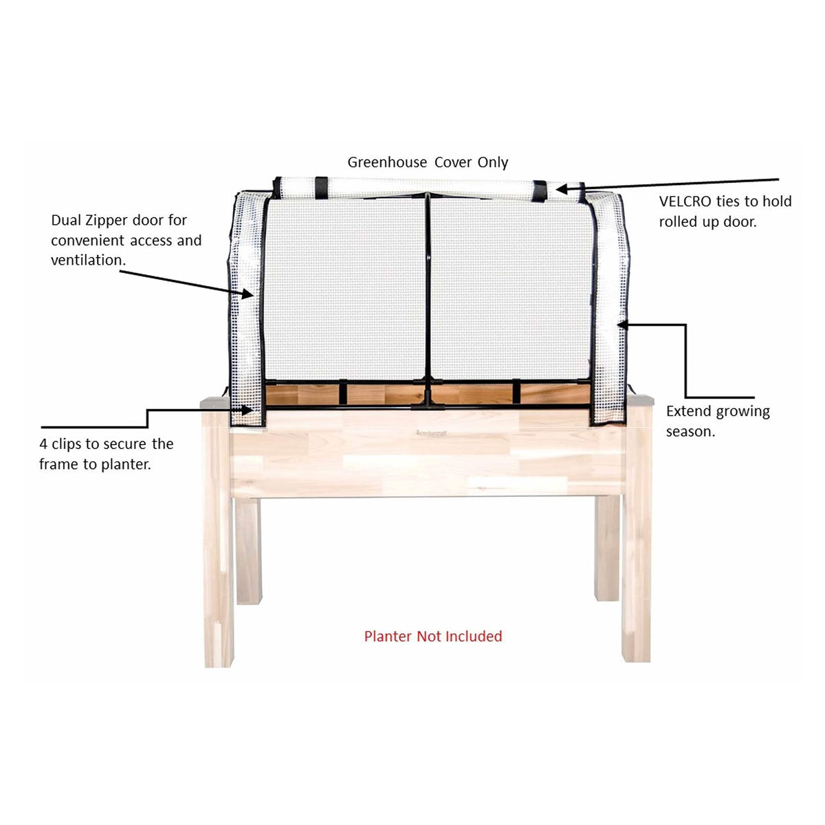 CedarCraft Self-Watering Elevated Cedar Garden Planter with Greenhouse Cover