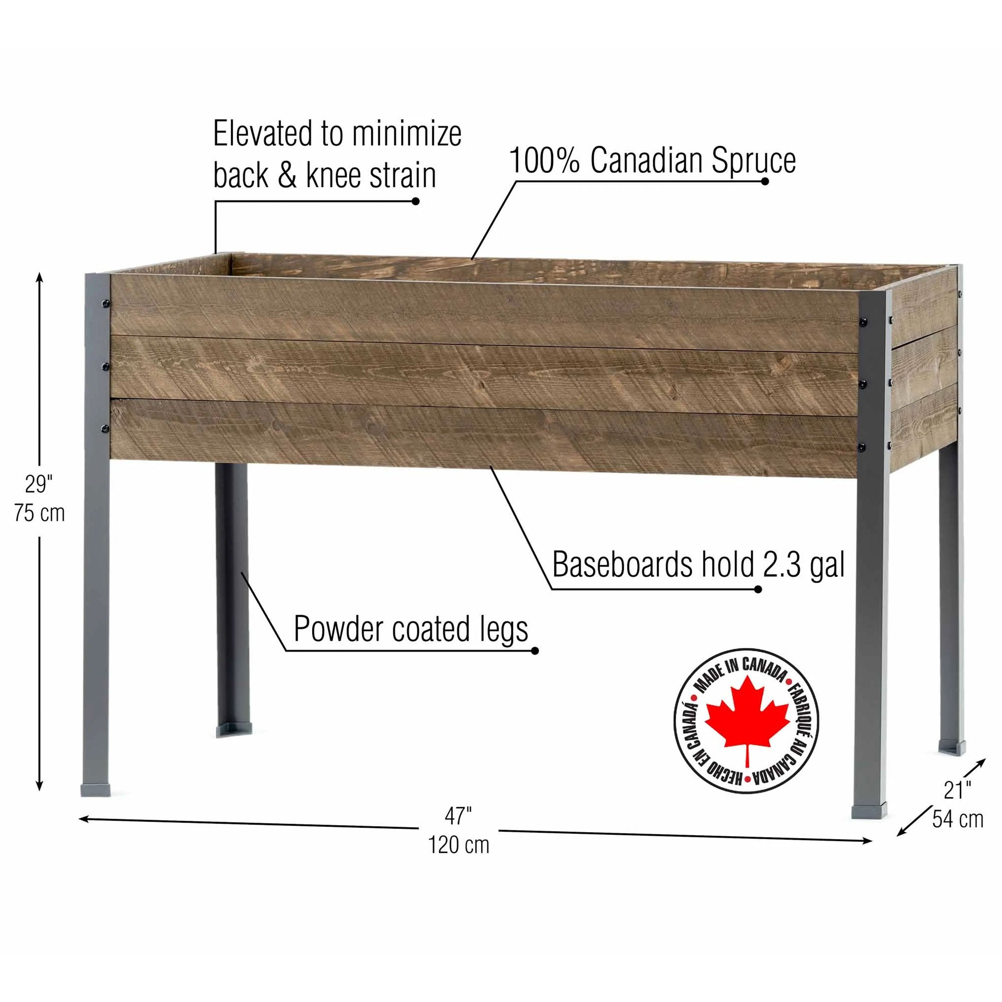 CedarCraft Elevated Spruce Backyard Deck Planter 21"L x 47"W x 29.5"H, Brown