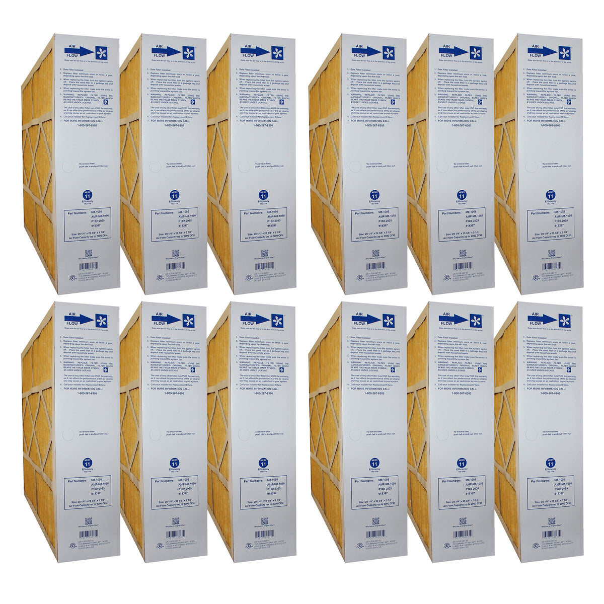Five Seasons Replacement MERV 11 Air Filter, 25.38 x 5.25 x 20.25" (12 Pack)