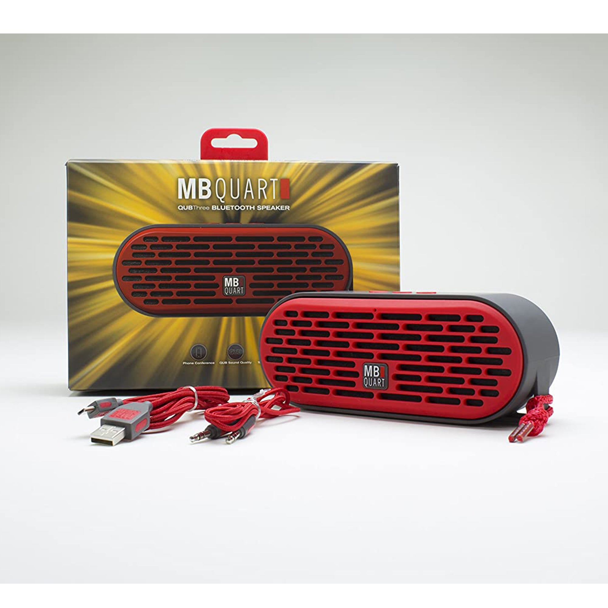 MB Quart STAGE 5 Complete Sound System & QUBThree Premium Bluetooth Speaker, Red - VMInnovations