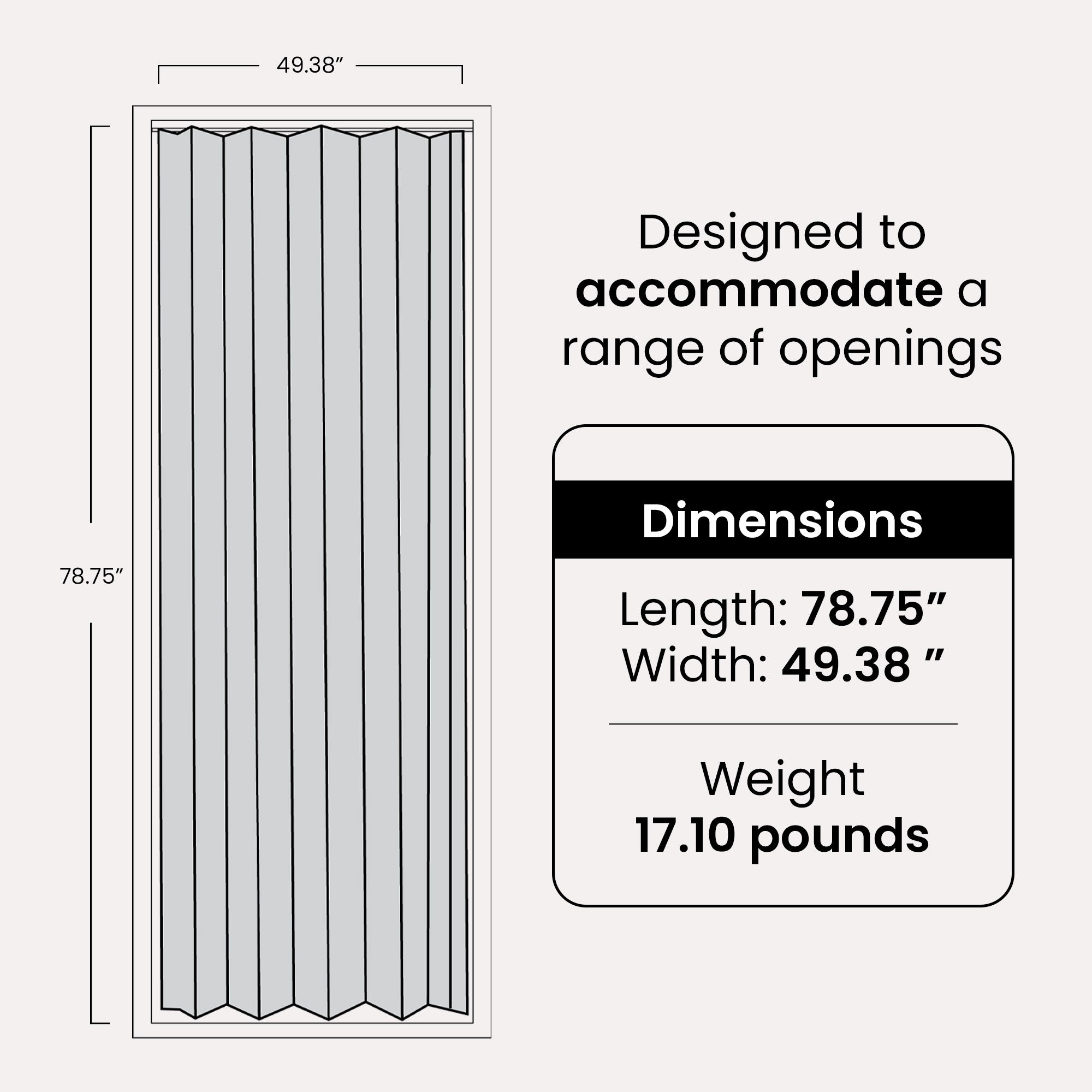 LTL Home Products EL4880S Spectrum Elite Vinyl Accordion Door, Elite Silver - VMInnovations