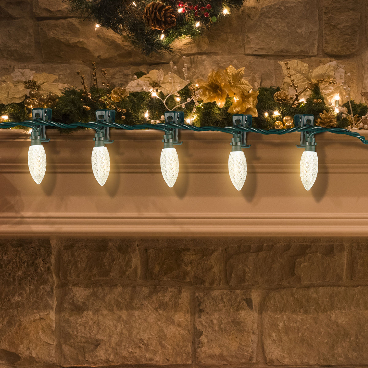 Noma Quick Clip C9 LED Christmas String Lights, 66.8 Foot, 100 Warm White Bulbs (Refurbished)
