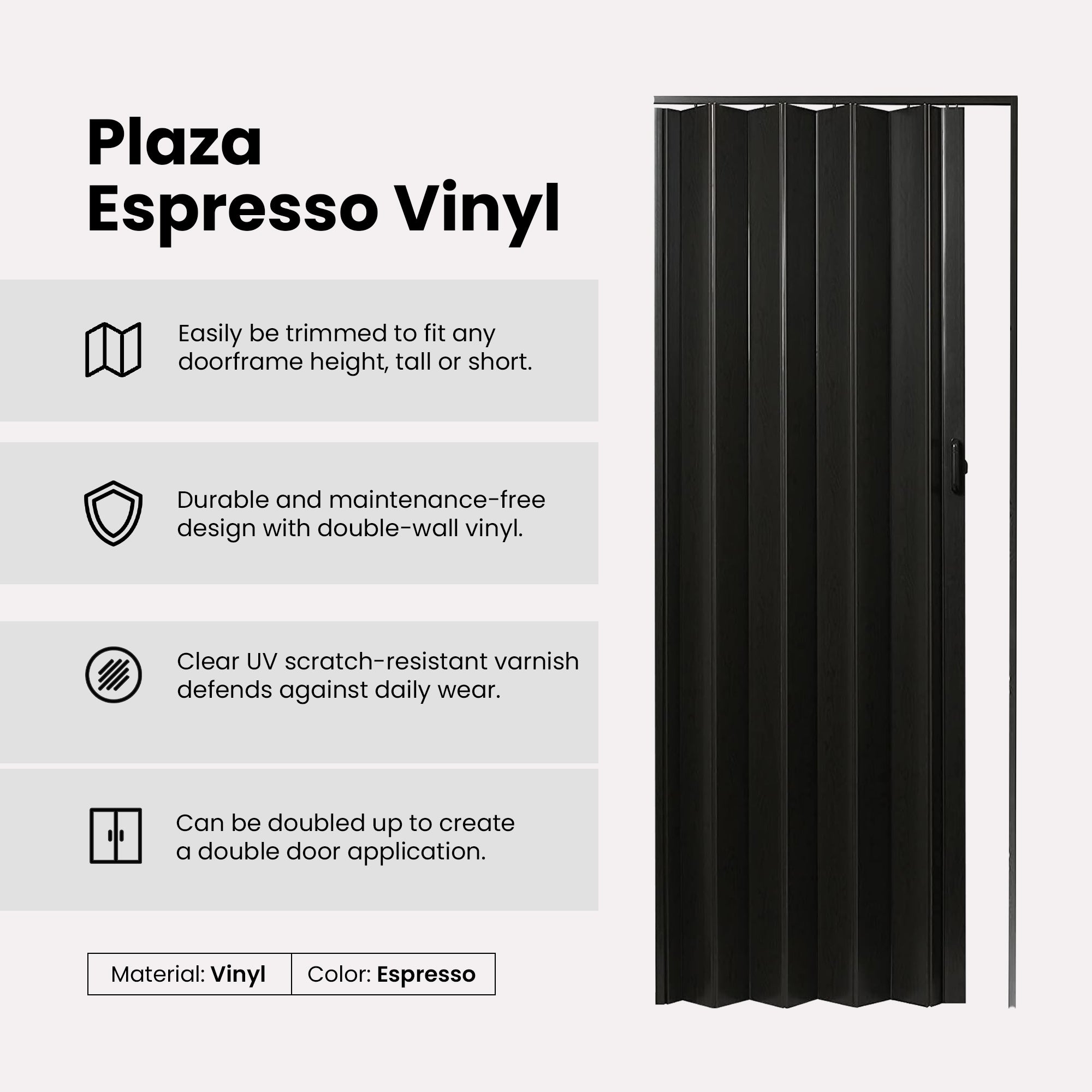 LTL Home Products 36 x 80 Inch Plaza Espresso Vinyl Accordion Door (Used) - VMInnovations