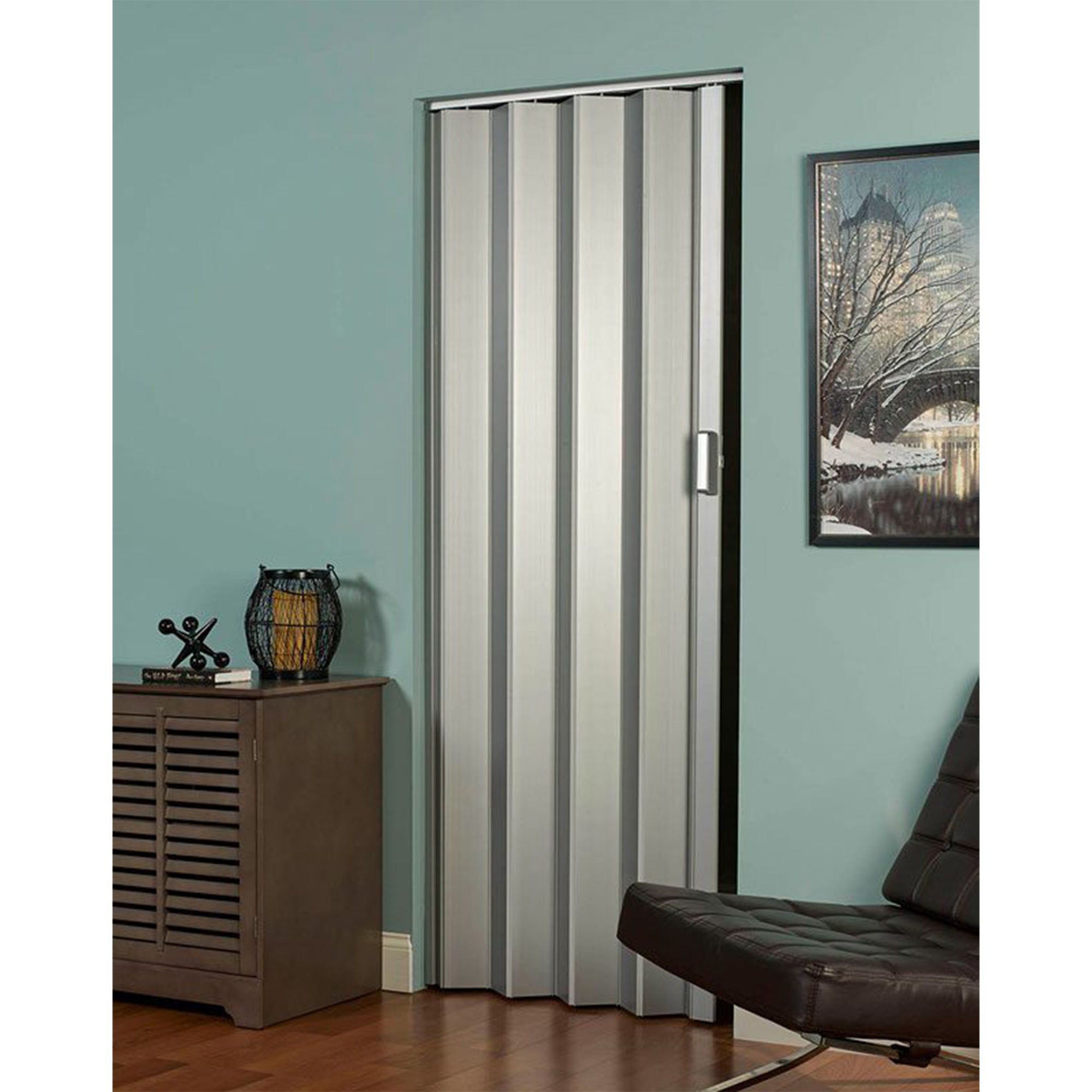 LTL Home Products Spectrum Elite Accordion Folding Door, 36x80 In, Satin Silver - VMInnovations