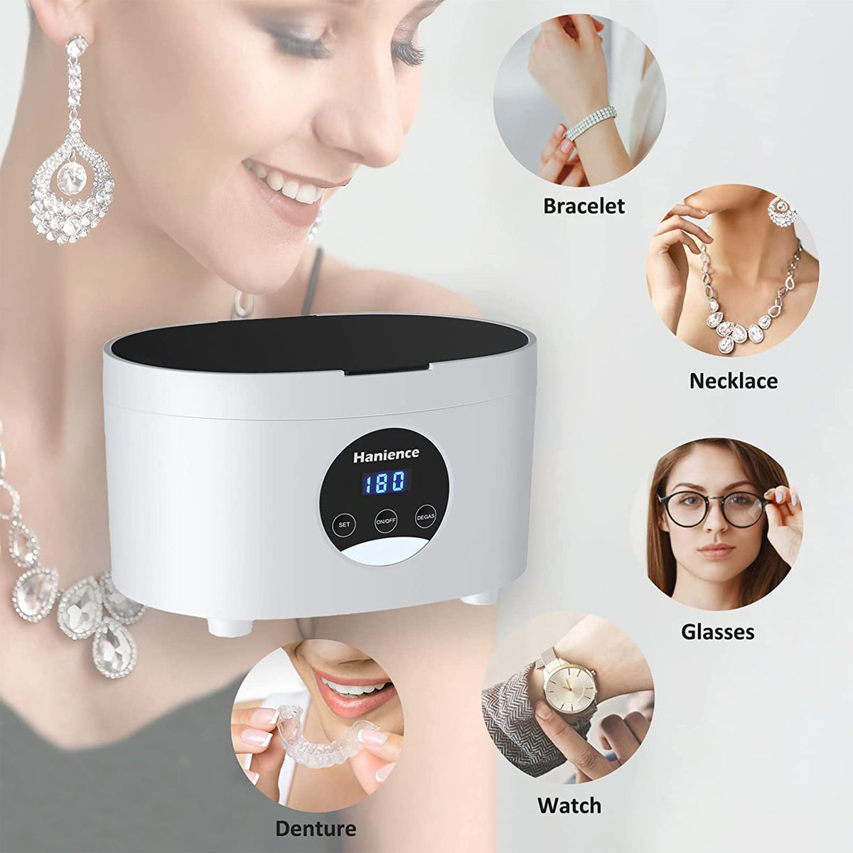 Hanience Ultrasonic 600 MI Portable Professional Jewelry Cleaner with 5 Timers