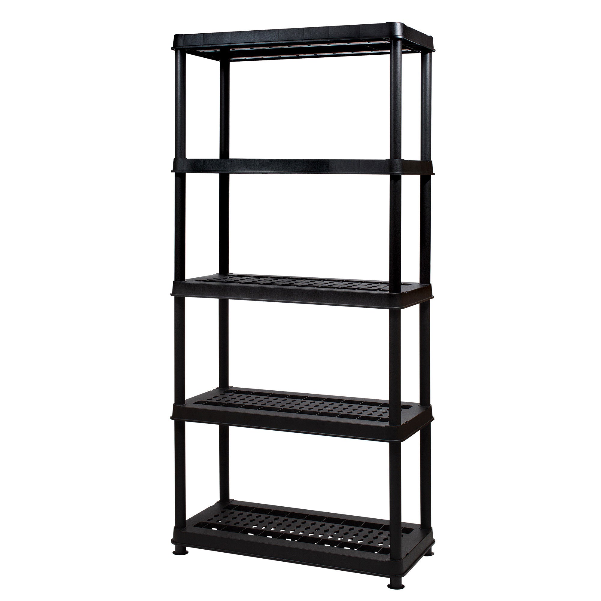Greenmade Plastic 5 Tier Utility Rack and Shelving for Garages or Sheds, Black