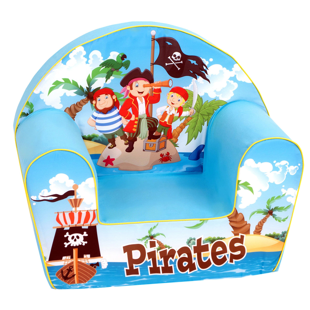 Delsit Toddler Lightweight Kid Sized Foam Lounge Reading Chair, Pirate Island - VMInnovations