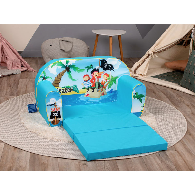 Delsit Toddler Couch 2 in 1 Flip Open Kid Sized Foam Sofa Lounger, Pirate Island