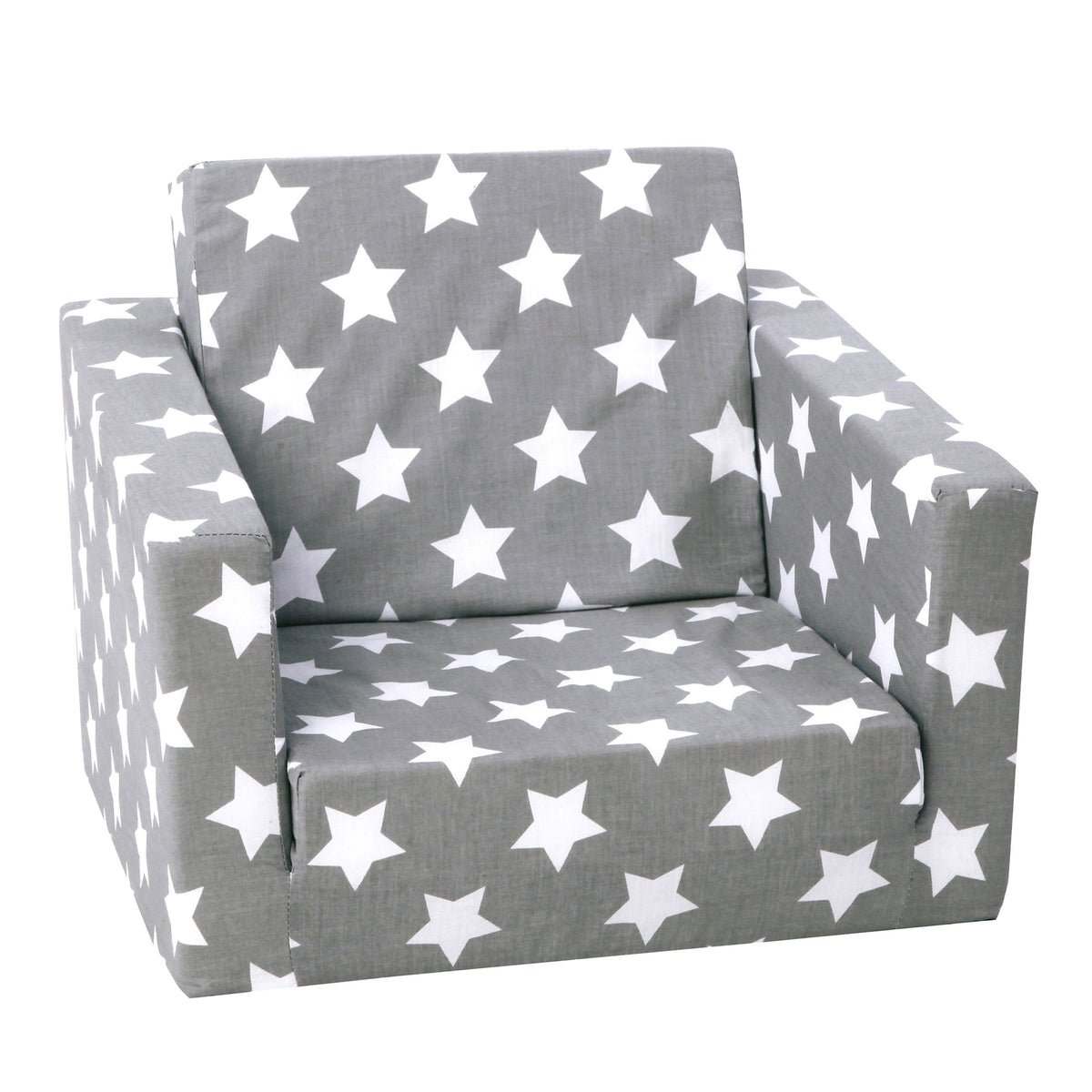 Delsit Toddler 2 in 1 Flip Open Kid Sized Foam Lounge Chair, Grey & White Stars - VMInnovations