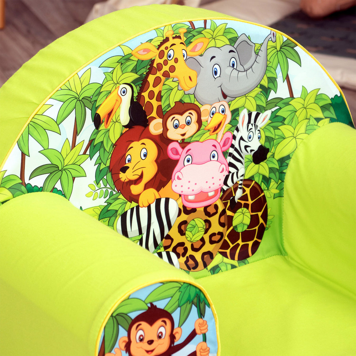Delsit Toddler Lightweight Kid Sized Comfy Foam Lounger Reading Chair, Zoo Pals - VMInnovations