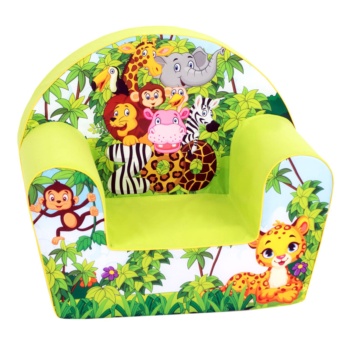 Delsit Toddler Lightweight Kid Sized Comfy Foam Lounger Reading Chair, Zoo Pals - VMInnovations