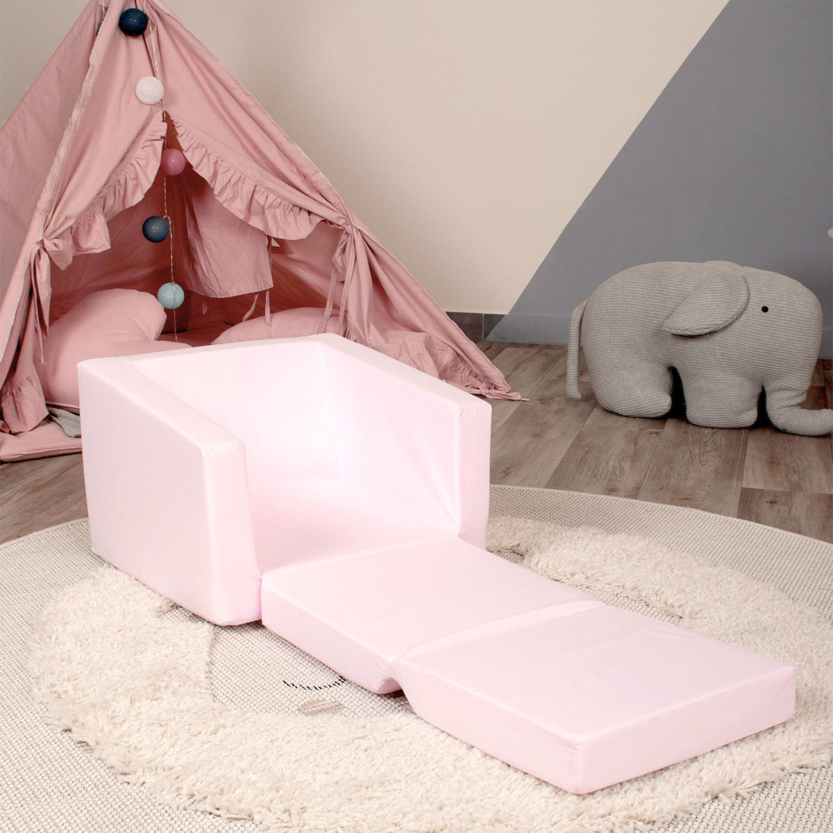 Delsit Toddler 2 in 1 Flip Open Kid Size Foam Lounge Chair, Ballerina Bunny - VMInnovations