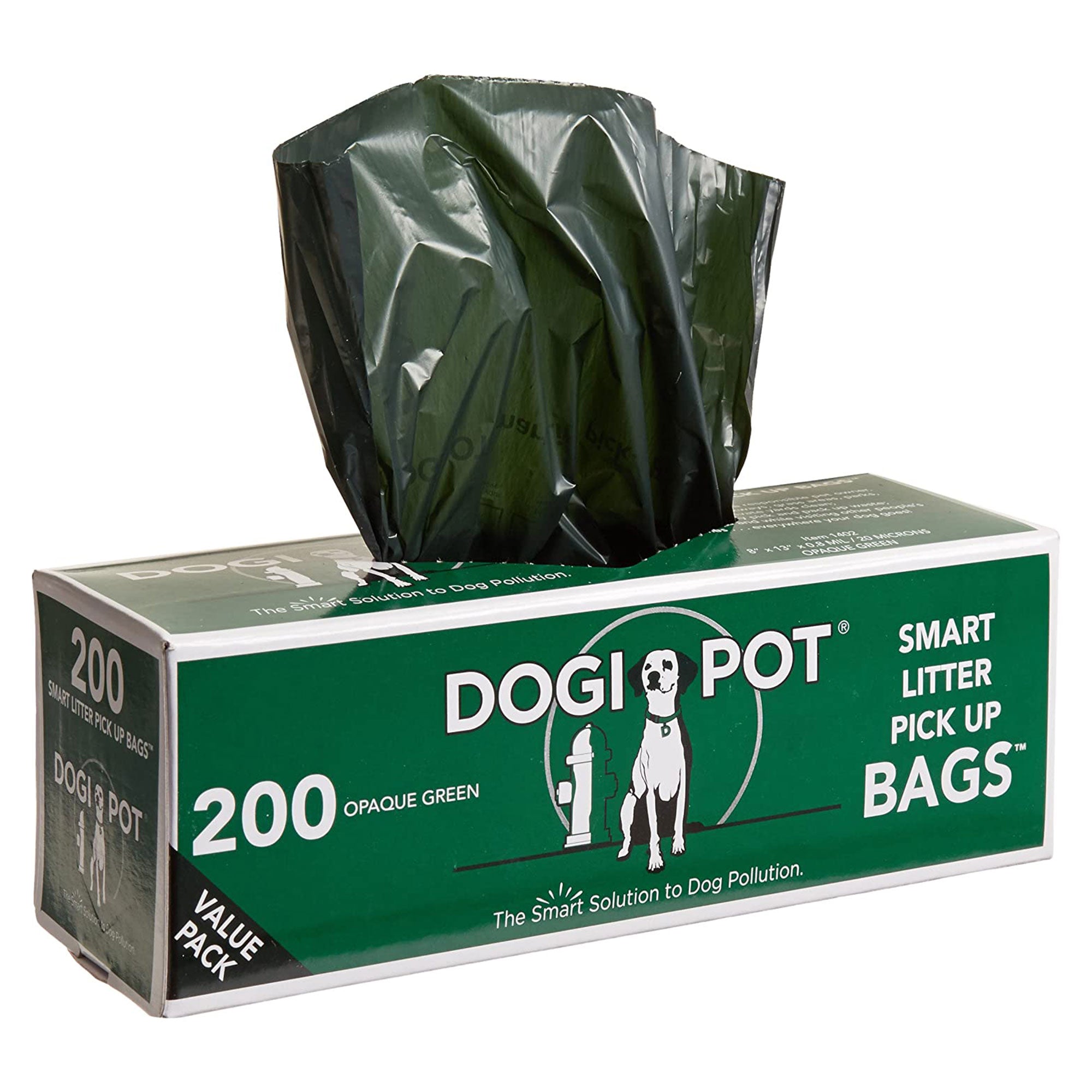 Dogipot Bag Dispenser, Green w/ 400 Bag Capacity and Case of 10 Waste Bag Rolls