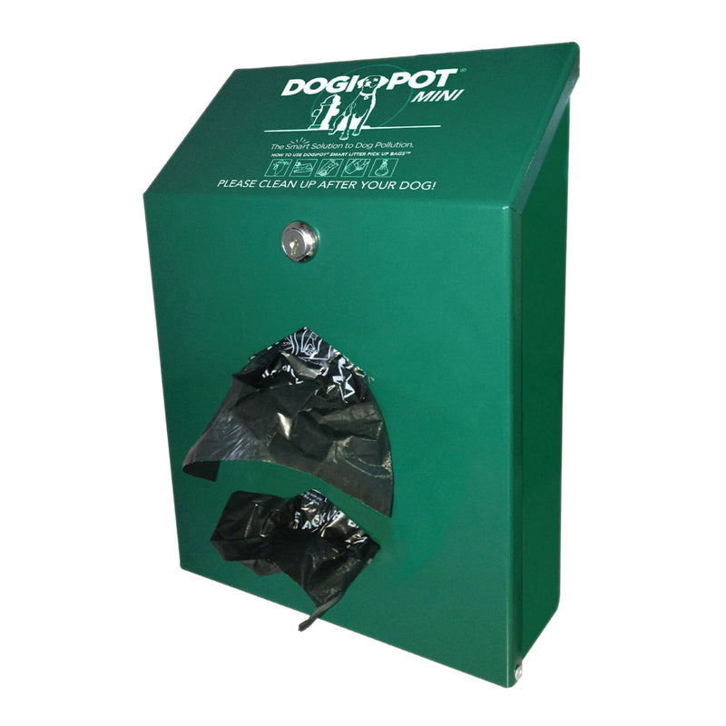 Dogipot Bag Dispenser, Green w/ 400 Bag Capacity and Case of 10 Waste Bag Rolls