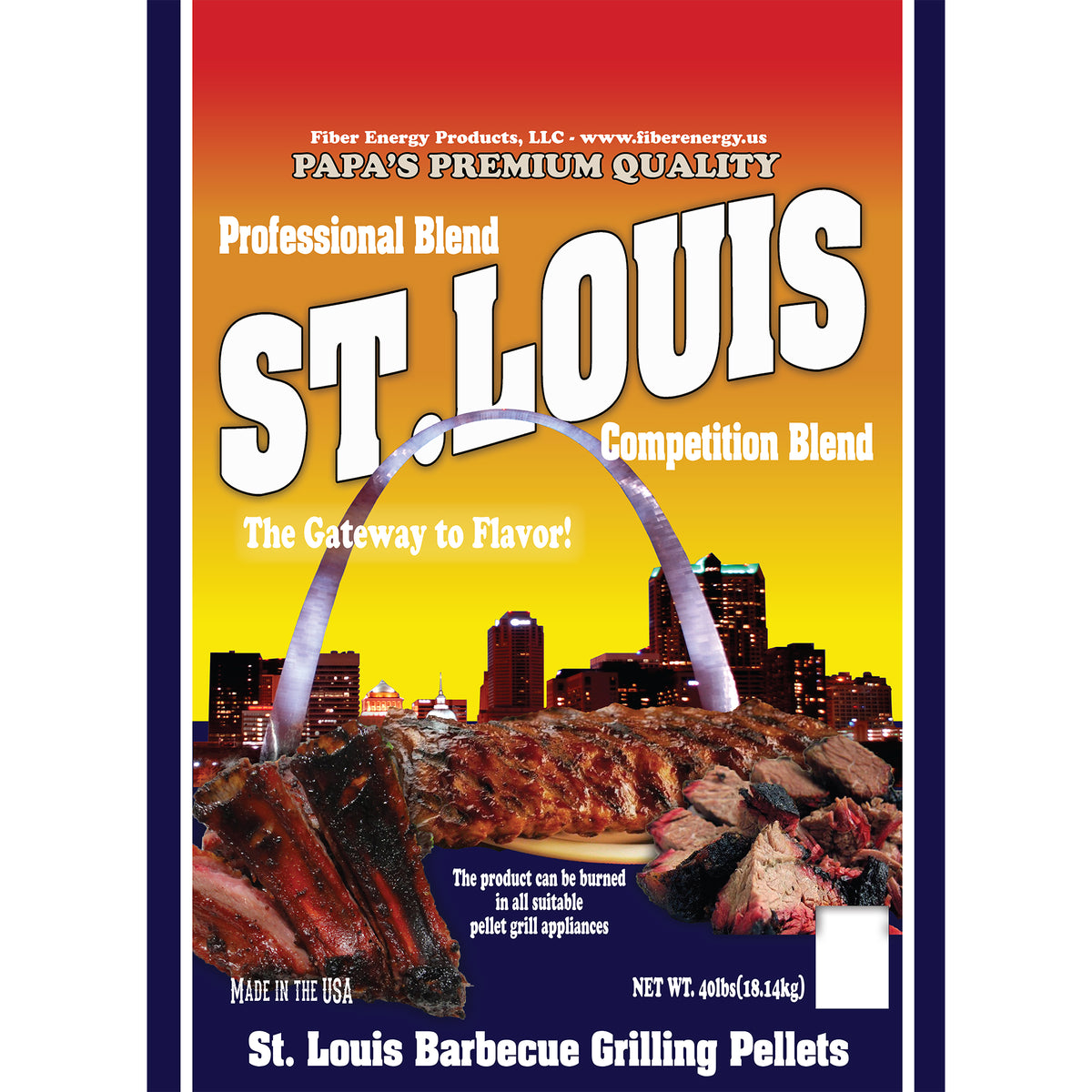 Papa's Premium Quality Hardwood Grilling Pellets, Saint Louis Blend, 40 Pounds