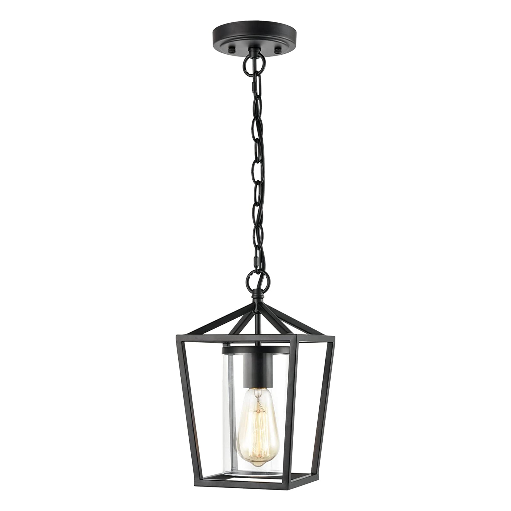 JEENKAE Modern Farmhouse Hanging Kitchen Lantern Lamp with Chain, Black (2 Pack) - VMInnovations