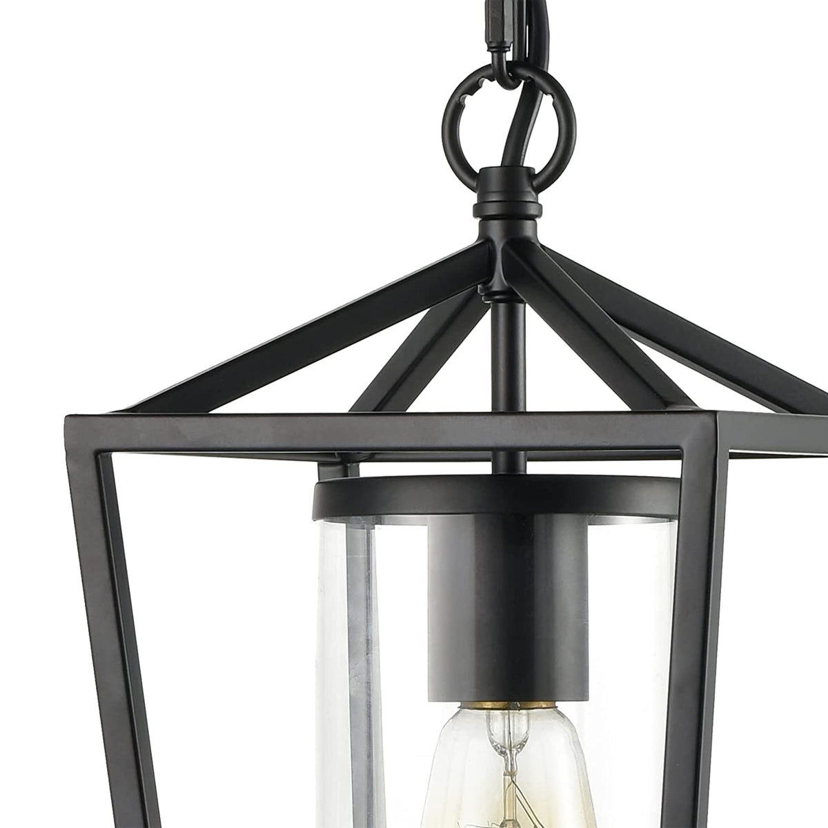JEENKAE Modern Farmhouse Hanging Kitchen Lantern Lamp with Chain, Black (3 Pack)