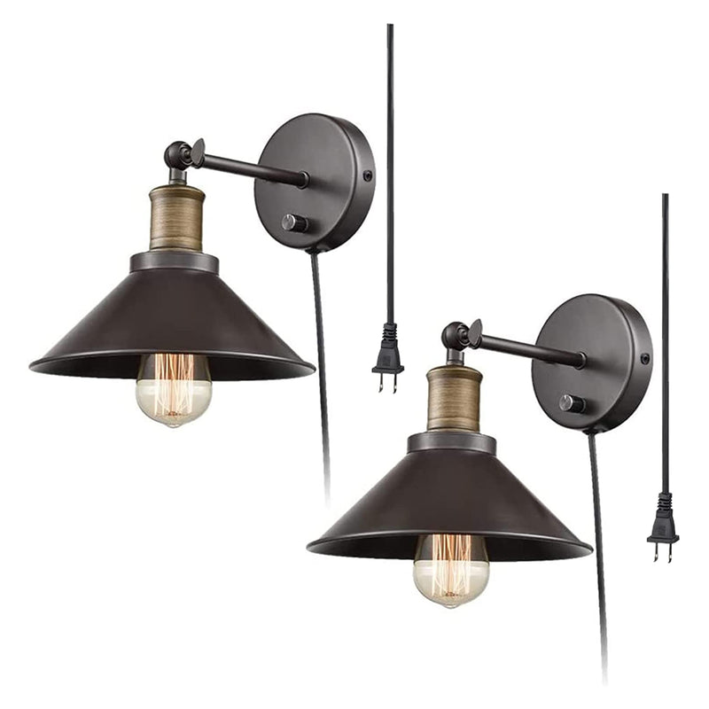 CLAXY Indoor 2 in 1 Industrial Light with Adjustable Wall Sconce, 2-Pack, Bronze