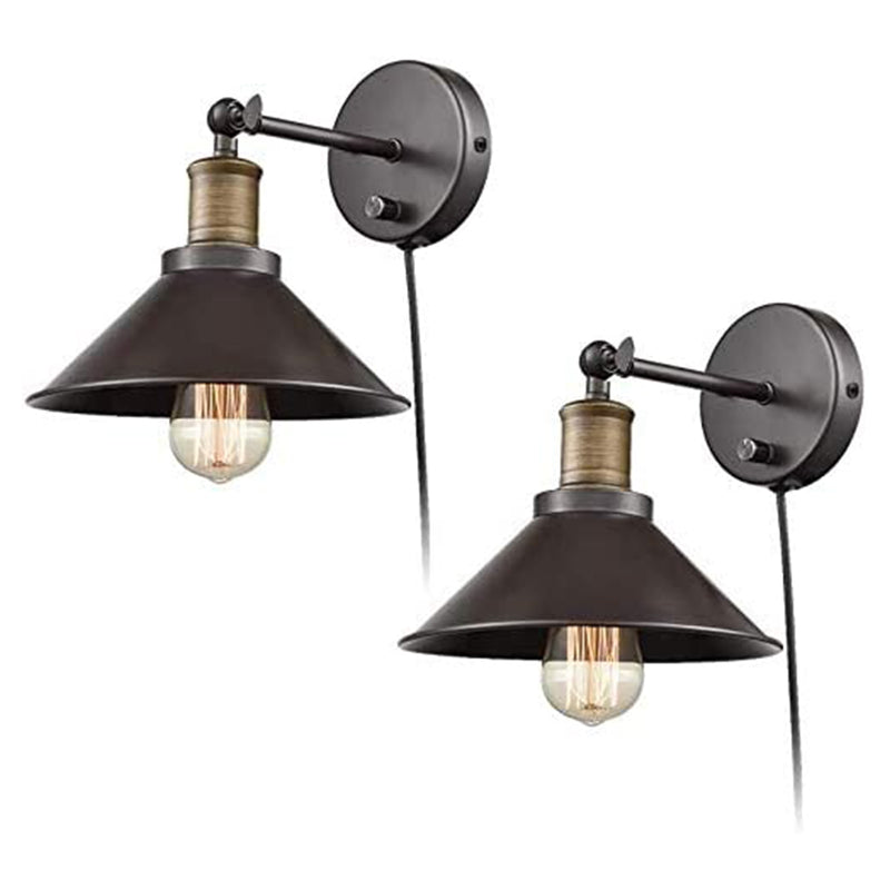 CLAXY Indoor 2 in 1 Industrial Light with Adjustable Wall Sconce, 2-Pack, Bronze