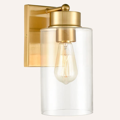 SAMTEEN Mid Century Modern Glass Wall Mount Sconce Light Fixture, Brass (3 Pack)