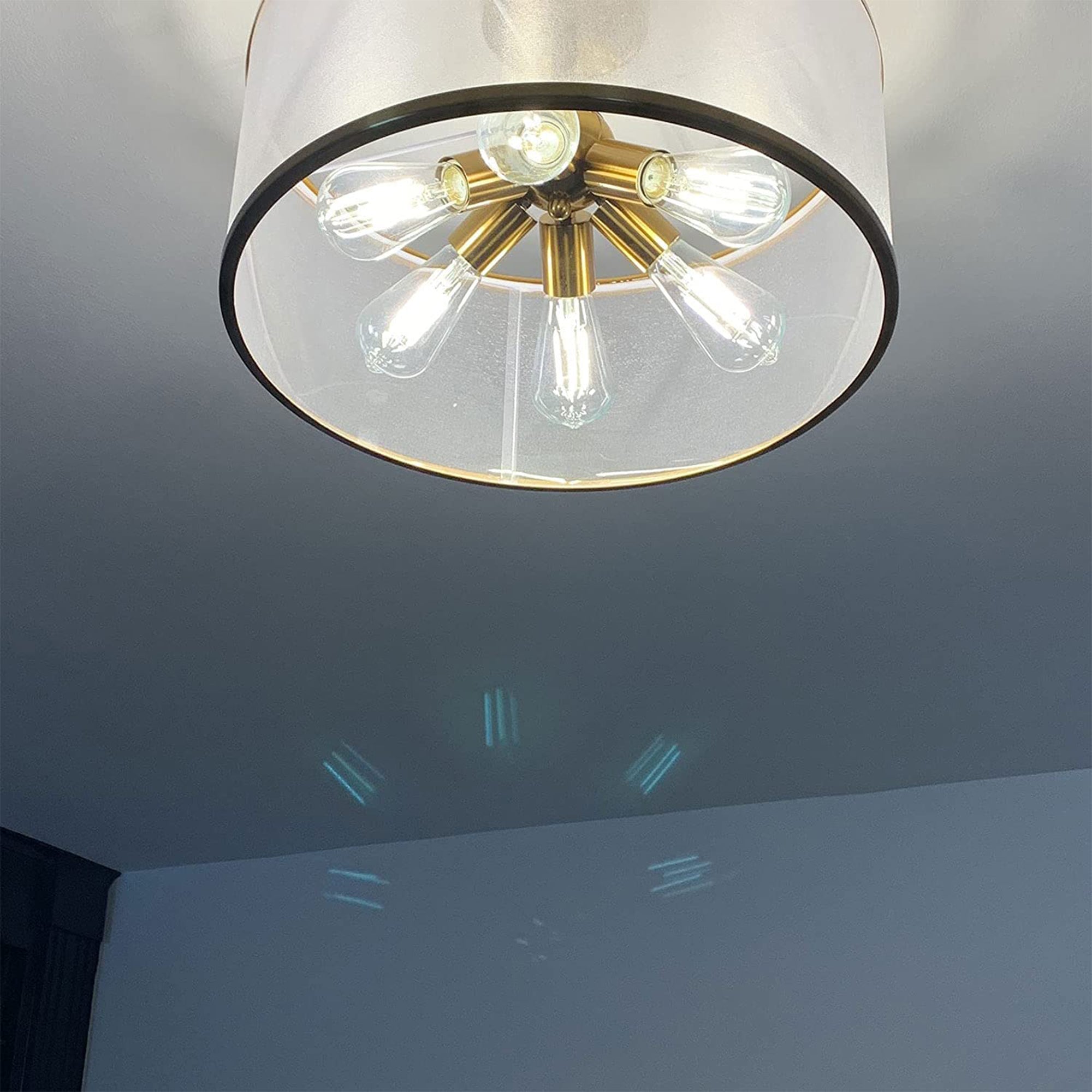 HYDELITE Modern Drum Organza Semi Flush Mount Ceiling Light Chandelier(Open Box) - VMInnovations