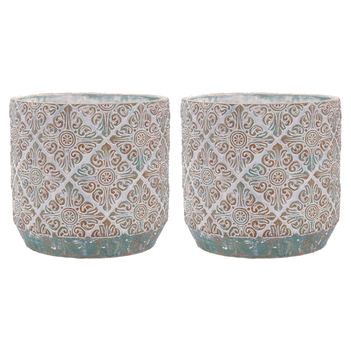 Inspirella 6.3 Inch Ceramic Round Colorful Plant Pots w/ Drainage Holes (2 Pack)