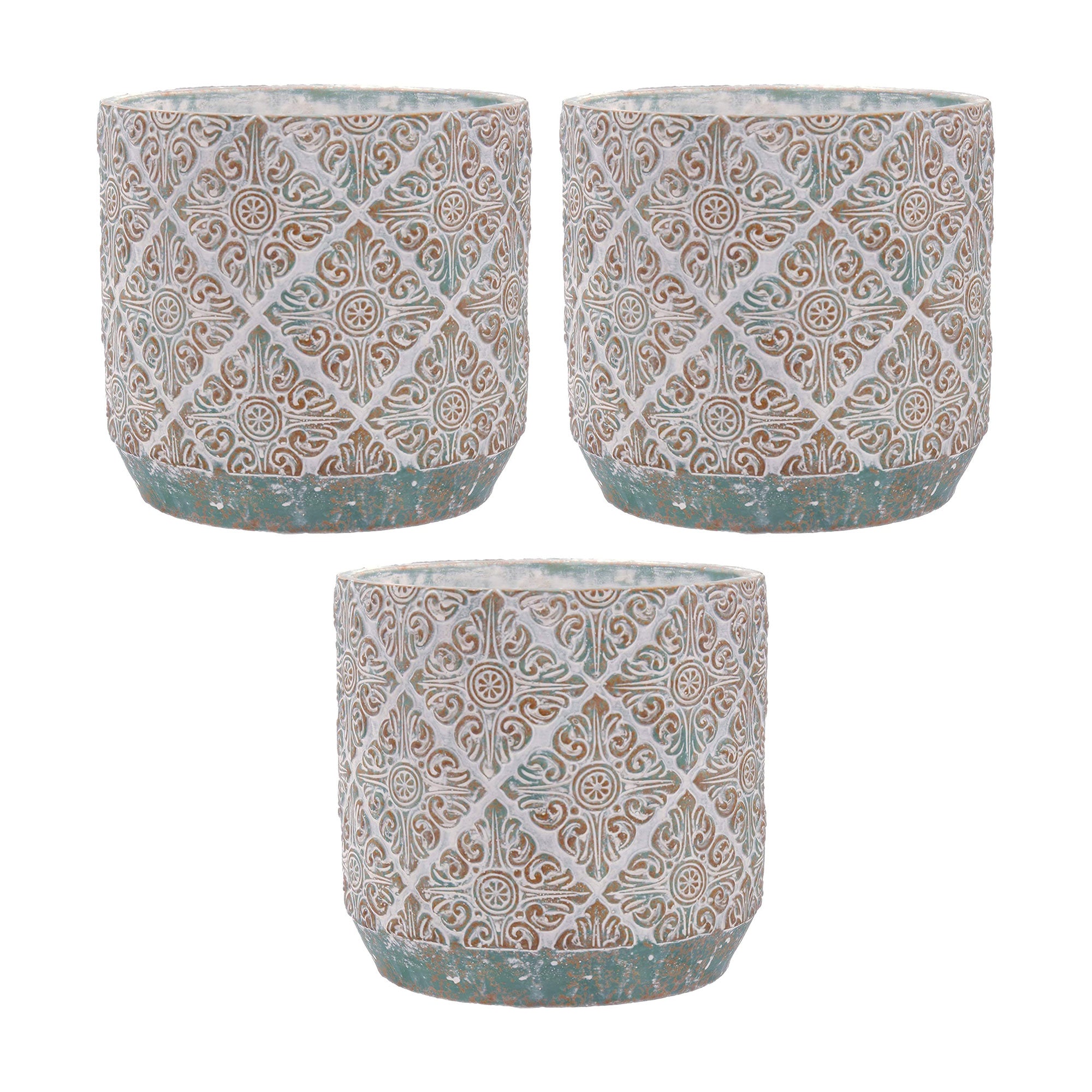 Inspirella 7.1 Inch Ceramic Round Colorful Plant Pots w/ Drainage Holes (3 Pack) - VMInnovations