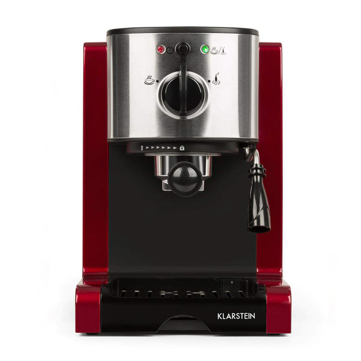 KLARSTEIN Passionata Rossa 6 Cup Espresso, Cappuccino and Steam Frother Machine